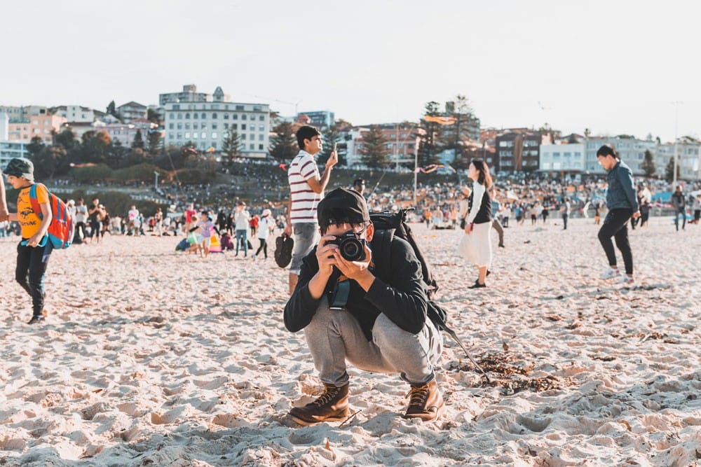 Un fotografo en Bondi Beach, Australia